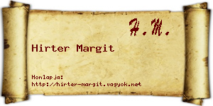Hirter Margit névjegykártya